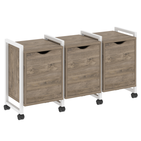 Тумба на колесных опорах наборная VR.L-TN-5.K 1440x460x767 (Тиквуд Темный/Белый металл)