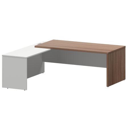 Стол руководителя левый Кортез KZP-20L 2000x2000x750 (Темный шимо/Белый)