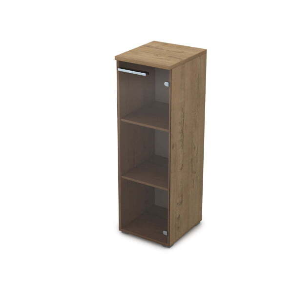 9П.017.3 Пенал средний со стеклом (400x450x1245) (Teakwood)