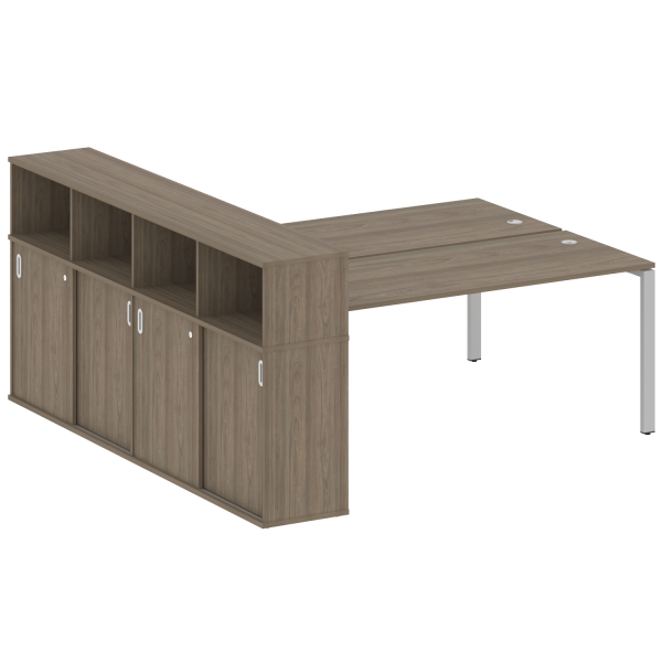 Рабочая станция с опорным шкафом-купе Metal System Style БП.РС-СШК-4.5 2210x2332x1098 (Вяз/Серый металл)