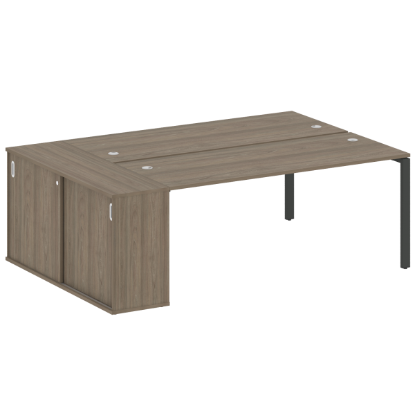 Рабочая станция с опорным шкафом-купе Metal System Style БП.РС-СШК-1.5 2210x1475x750 (Вяз/Антрацит металл)