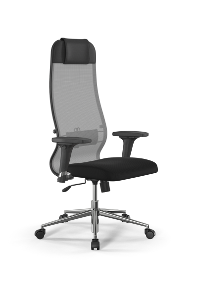 Кресло для руководителя Метта Sit 10 B1-111D - X2+UMF(X1) /Ub00/Wh00/D02P(M09.B23.G18.W01) (Светло-серый | Черный)