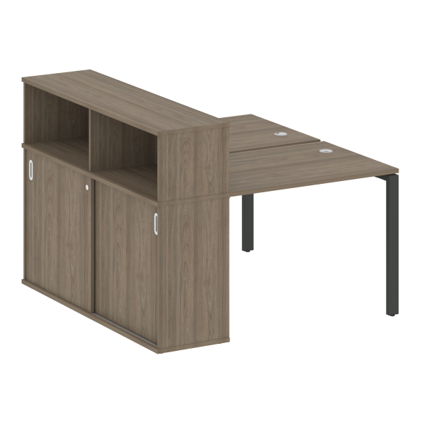Рабочая станция с опорным шкафом-купе Metal System Style БП.РС-СШК-2.1 1410x1475x1098 (Вяз/Антрацит металл)