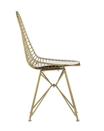 Стул обеденный Eiffel золотой с белой подушкой (Стул кухонный Eiffel золотой)