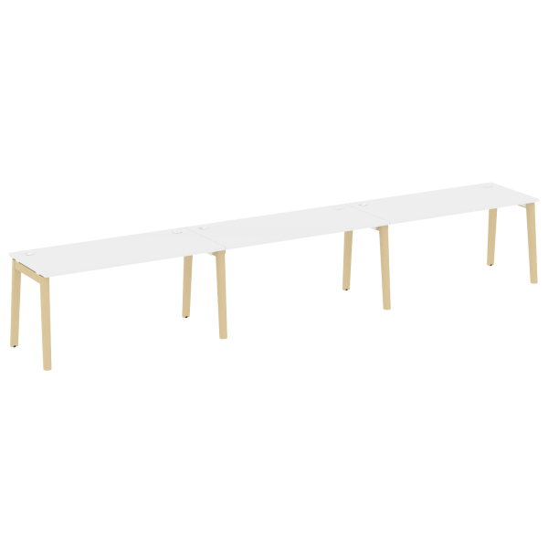 Рабочая станция на деревянных опорах Onix Wood OW.RS-3.4.7 4740x720x750 (Белый Бриллиант/Дуб Светлый)