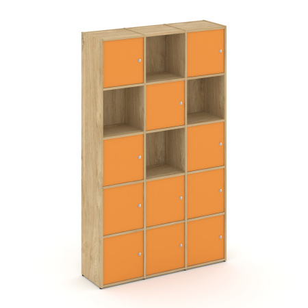 Стеллаж Locker Plus LK.K-009 1188x350x1983 (Тиквуд Светлый | Оранжевый)