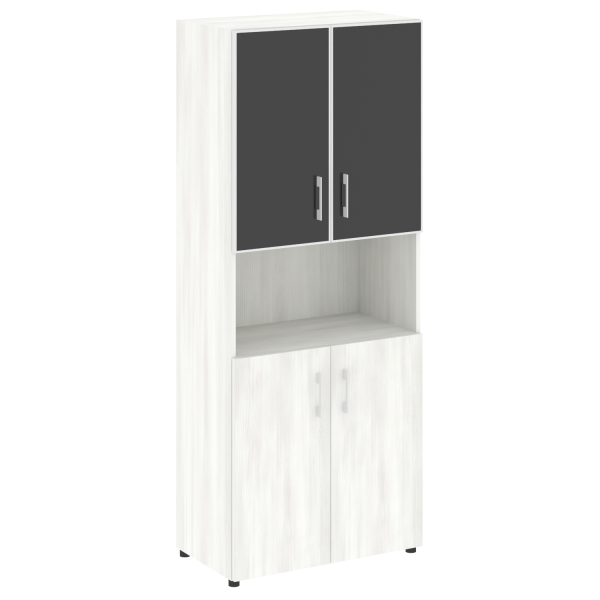 Шкаф для документов с нишей со стеклом черным LT.ST-1.4 R Black (Снежная Патина)