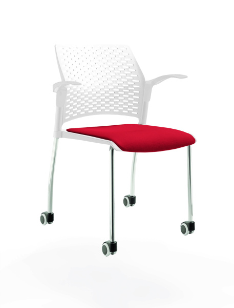 Стул на 4 ногах и колёсах Rewind ЦБ-00016956 Красный/Белый (Красный/Белый)