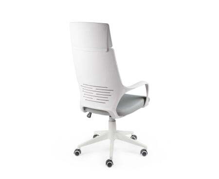 Кресло офисное / IQ / (white+grey) белый пластик / серая ткань (Серый)