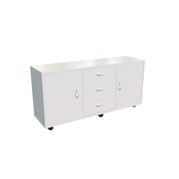 Тумба подкатная, 3 ящика (верхний замок), две двери Steel Evo 17201 1270x460x600 (Белый/серый)