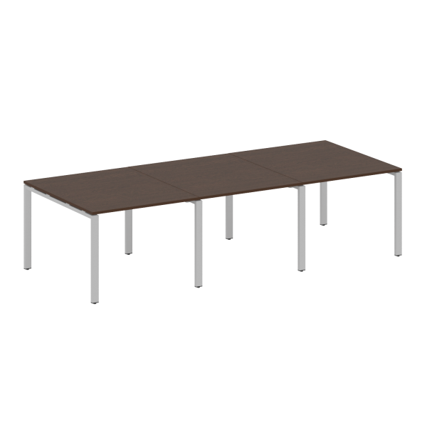 Переговорный стол 3 столешницы Metal System Style БП.ПРГ-3.1 3000x1235x750 (Венге Цаво/Серый металл)