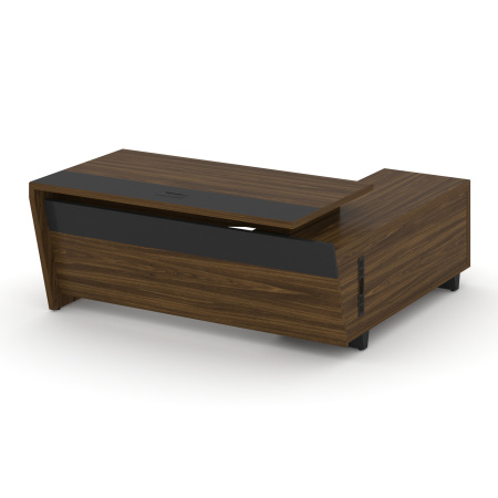 Стол руководителя с тумбой Corner COR.SRT-18 (L) (1800x1800x750) (Орех Лоренцо-Графит | Металл Графит)