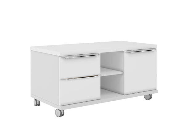 Тумба мобильная 2 ящика и дверь Emporio Premium EMP222 1200x620x590 (Белый глянец)