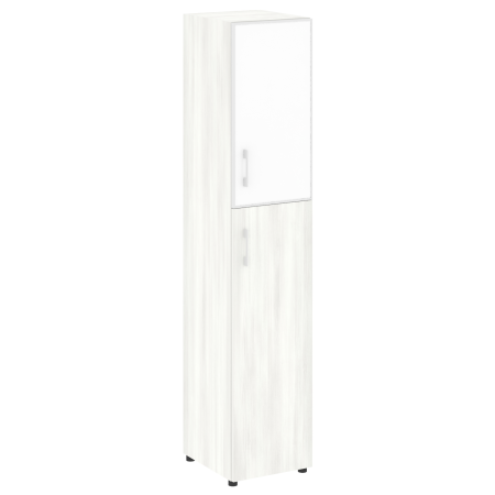 Шкаф для документов узкий со стеклом белым LT.SU-1.7 R (R) White (Снежная Патина)