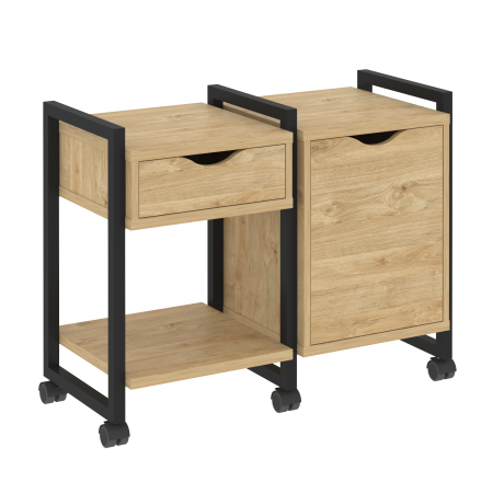 Тумба на колесных опорах наборная VR.L-TN-3.K 970x460x767 (Тиквуд Светлый/Черный металл)
