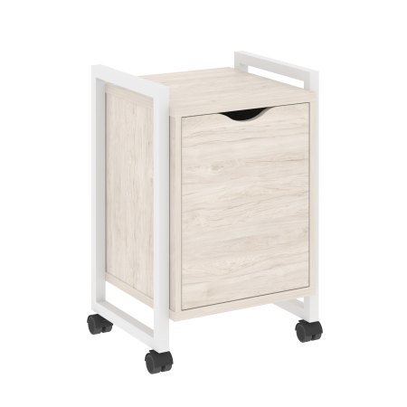 Тумба на колесных опорах с распашным фасадом VR.L-T2.K 500x460x767 (Денвер Светлый/Белый металл)