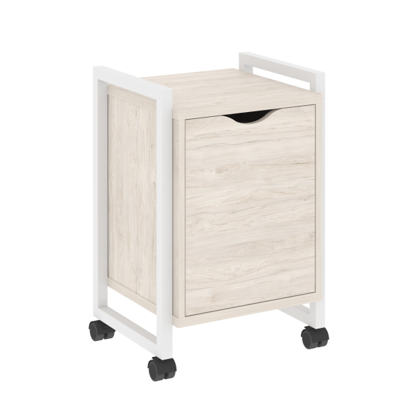 Тумба на колесных опорах с распашным фасадом VR.L-T2.K 500x460x767 (Денвер Светлый/Белый металл)