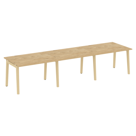 Стол переговорный на деревянных опорах Onix Wood OW.PRG-3.2 3540x980x750 (Тиквуд Светлый/Дуб Светлый)
