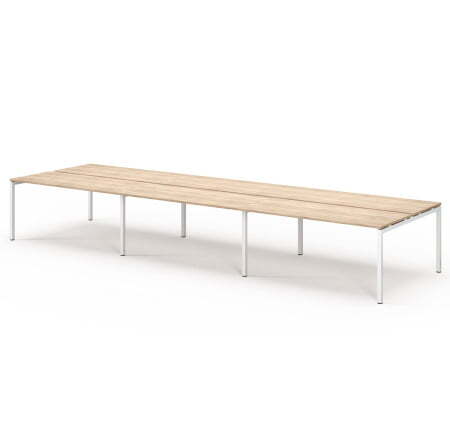 TOUR LIGHT Бенч-система 6 рабочих мест 480x143 (Дуб калифорнийский/Белый металл)