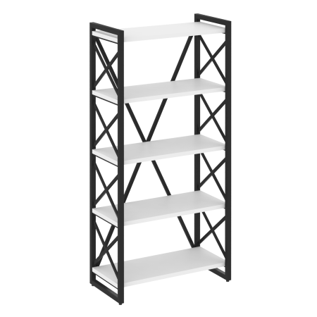 Стеллаж на регулируемых опорах-5 полок VR.L-MST.O-5.8 800x400x1650 (Белый Бриллиант/Черный металл)