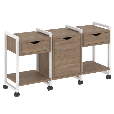 Тумба на колесных опорах наборная VR.L-TN-6.K 1440x460x767 (Дуб Аризона/Белый металл)