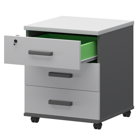 Тумба подкатная Смарт СМТ-3ПЦ Тип2 434x450x620 (Графит/Белый)