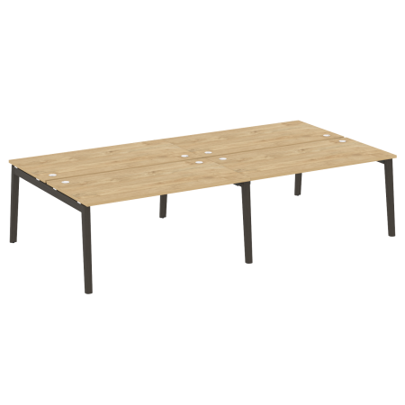 Рабочая станция на деревянных опорах Onix Wood OW.D.RS-4.4.8 3160x1635x750 (Тиквуд Светлый/Дуб Темный)