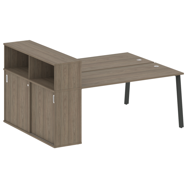 Рабочая станция с шкафом-купе на А-образном м/к Metal System Style БА.РС-СШК-2.4 Т 2010x1475x1098 (Вяз/Антрацит металл)