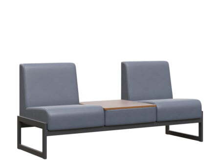 Диван двухместный со столиком универс. MD.D2-ST2  (1855х700х700) (Oregon Серый арт.17/Денвер светлый/Чёрный металл)