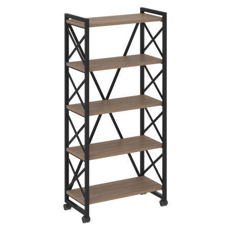 Стеллаж на колесных опорах-5 полок VR.L-MST.K-5.8 800x400x1704 (Дуб Аризона/Черный металл)