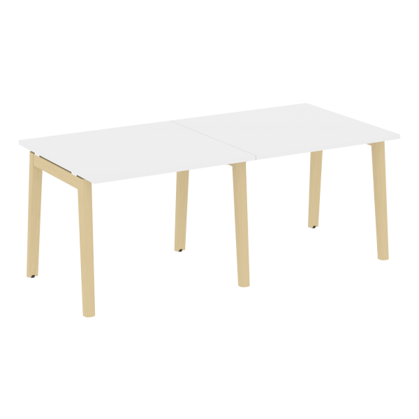 Стол переговорный на деревянных опорах Onix Wood OW.PRG-2.1 1960x980x750 (Белый Бриллиант/Дуб Светлый)