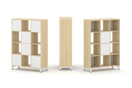 Набор стеллажа 1 сторонний, 4 яруса SN.NS-431 (1121х400х1615) (Акация Лорка/Белый/Металл Белый)