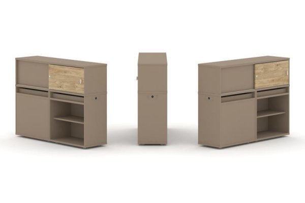 Тумба двойная + низкая надставка ES.NB.2N-13 (1500х410х1135) (Латте/Тиквуд Светлый)