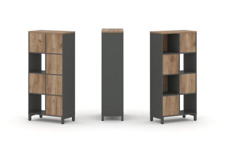 Набор стеллажа 1 сторонний, 4 яруса SN.NS-421 (754х400х1615) (Антрацит/Дуб Табак/Металл Антрацит)