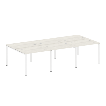 Рабочая станция на 6 раб. мест Metal System Style БП.СМ-6.1 3000x1475x750 (Дуб Наварра/Белый металл)