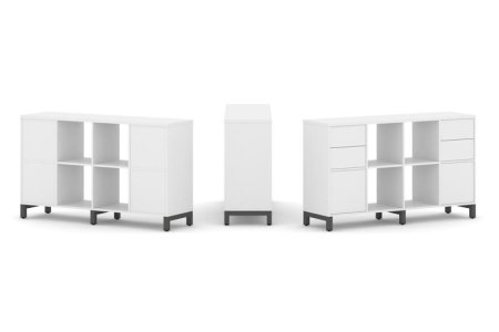 Набор стеллажа 1 сторонний, 2 яруса SN.NS-241 (1488х400х881) (Белый/Металл Антрацит)