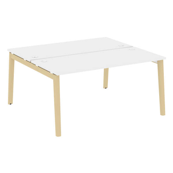 Рабочая станция на деревянных опорах Onix Wood OW.D.RS-2.4.7 1580x1475x750 (Белый Бриллиант/Дуб Светлый)