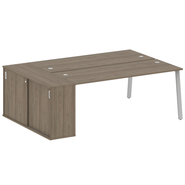 Рабочая станция с шкафом-купе на А-образном м/к Metal System Style БА.РС-СШК-1.5 Т 2210x1475x750 (Вяз/Серый металл)