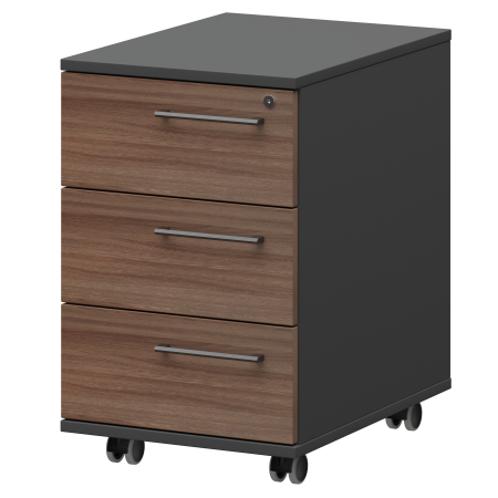 Тумба мобильная/подвесная левая Кортез KZT-61L 416x568x648 (Темный шимо/Графит)