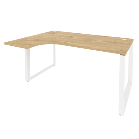 Стол эргономичный левый на О-образном м/к Onix O.MO-SA-4L 1580x1180x750 (Тиквуд Светлый/Белый Металл)