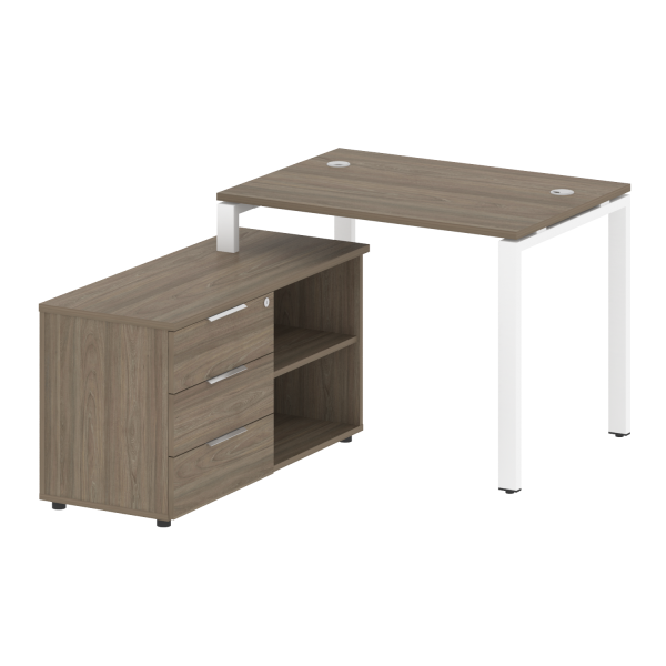 Рабочая станция с опорной тумбой левая Metal System Style БП.РС-СТС-2.1 Л 1100x1520x750 (Вяз/Белый металл)