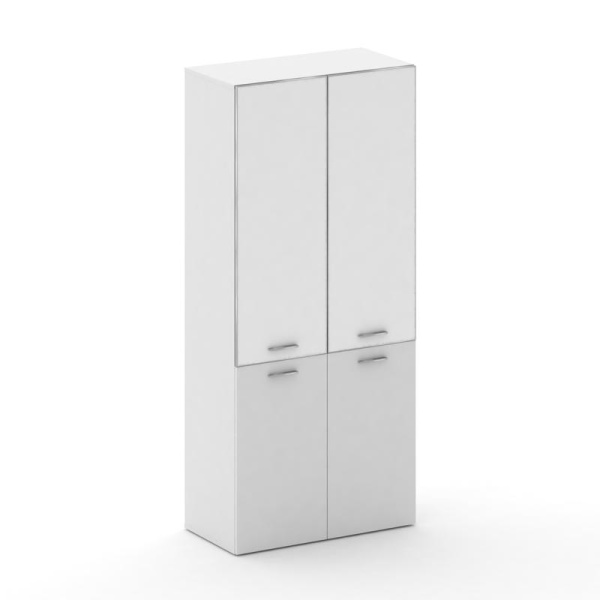 Шкаф широкий высокий Fresco FRU.ST-101 black (896x460x2000) (Белый Бриллиант UM-Лакобель Белый-Лакобель Белый | Хром)