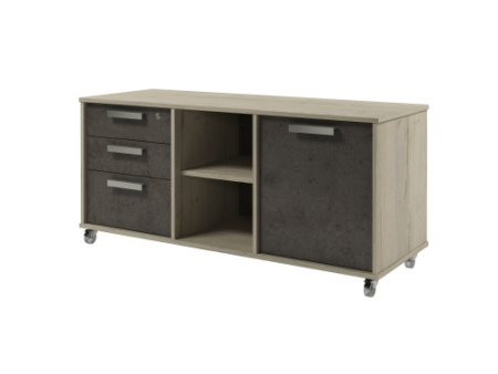 Тумба греденция 3 ящика, ниша и дверь Vestar Z-292-1 1346x500x615 (Дуб Галифакс белый/Бетон Чикаго)