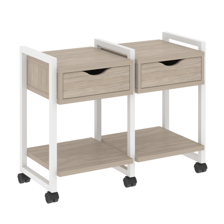 Тумба на колесных опорах наборная VR.L-TN-1.K 970x460x767 (Дуб Аттик/Белый металл)