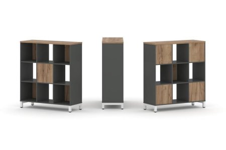 Набор стеллажа 2-х сторонний, 3 яруса SN.NSD-331 (1121х400х1248) (Антрацит/Дуб Табак/Металл Белый)