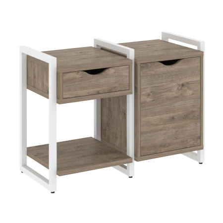 Тумба на регулируемых опорах наборная VR.L-TN-3.O 970x460x719 (Тиквуд Темный/Белый металл)