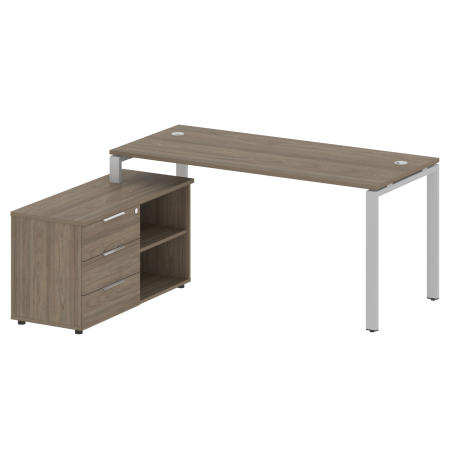 Рабочая станция с опорной тумбой левая Metal System Style БП.РС-СТС-2.4 Л 1700x1520x750 (Вяз/Серый металл)