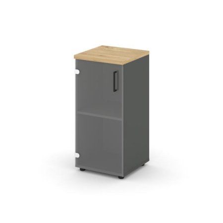 Шкаф низкий узкий SN.STU.E-302(L) (400х400х833) (Антрацит/Тиквуд Светлый/Прозрачный)