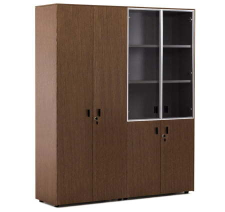 EXE Шкаф комбинированный + для бумаг (Орех/Черный)