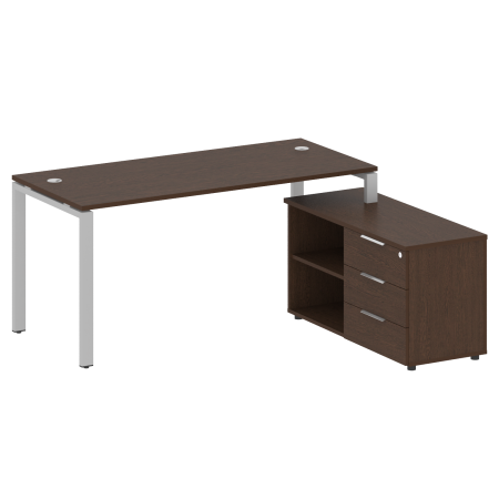 Рабочая станция с опорной тумбой правая Metal System Style БП.РС-СТС-2.4 Пр 1700x1520x750 (Венге Цаво/Серый металл)